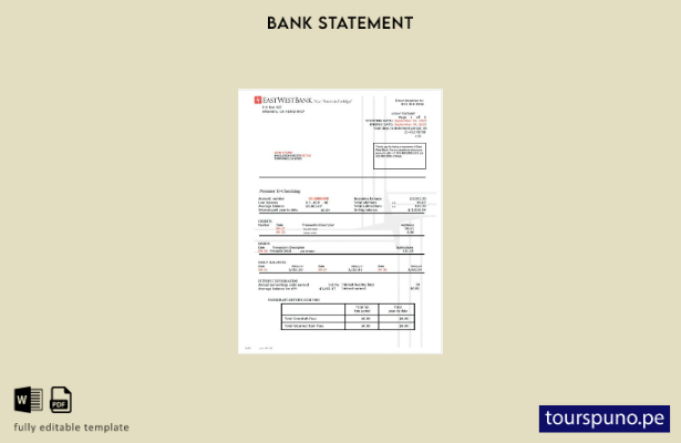 listo para imprimir plantilla de Word (estado de cuenta bancaria de EE. UU. East